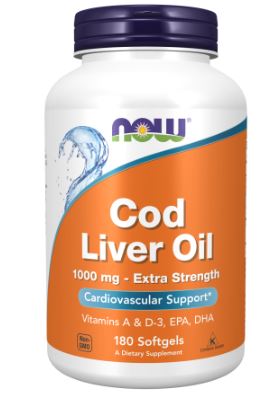 Now Cod Liver Oil 1000mg 180 Softgels - SUPPLEMENTS4HEALTHNow Foods