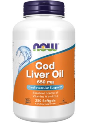 NOW Cod Liver Oil 650mg 250 Soft gels - SUPPLEMENTS4HEALTHNow Foods
